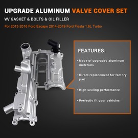 XUNUOPARTS 1.6L Aluminum Valve Cover Compatible with 2013-2016 Ford Escape 2014-2019 Fiesta Replace# BM5Z6582A BM5Z-6582-A