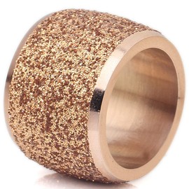 Jude Jewelers 16mm Stainless Steel Bright Sequins Huge Chunky Wedding Band Ring (Rose Gold, 9)