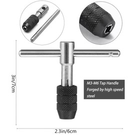 Saipor Adjustable T-Handle Tap Wrenches Set Ratchet Tap Holder Wrench with 5pcs M3-M8 Metric Screw Thread Tap Set and Twist Drill Bits Set