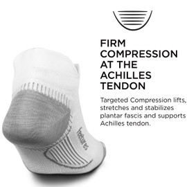 Feetures Plantar Fasciitis Ultra Light No Show Tab Sock (X-Large, White)