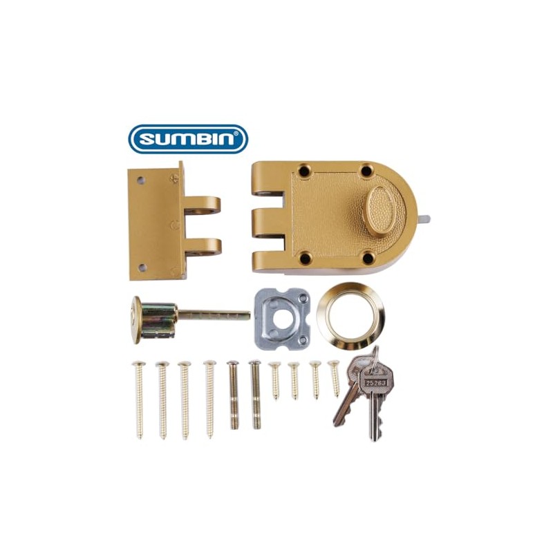 SUMBIN Jimmy Proof Deadbolt Lock with Keyed (Gold Color) with