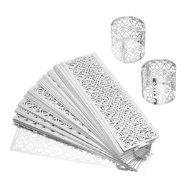uxcell 100Pcs Napkin Rings Laser Cut Foil Paper, Napkin Holder Hollow Napkin Bands for Weddings Party Serviette Table Decoration Restaurant (Reflective Silver Tone, 5.3 x 1.6)