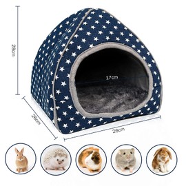 RANYPET Guinea Pig Bed - Cave Cozy Hamster House Large Hideout for Guinea pig Ferret Hedgehog Chinchilla Bearded Dragon Winter Nest Hamster Accessories Blue