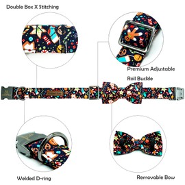 Lionheart glory Christmas Dog Bow Collar Gingerbread Man Print Dog Collar for Large Dogs Adjustable Comfortable Robust Collars with Bow Tie Pet Collar Bows, Cute