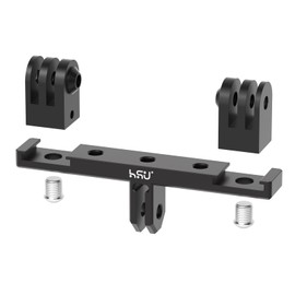 HSU Aluminium Double Mount for GoPro, Tripod Adapter for Action Cameras, Dual Cold Hot Shoe Adapter for Photography
