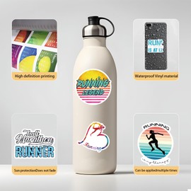 Running Sticker 105pcs, Vinyl Waterproof Runners Decals for Journaling, Water BottleLaptop and Scrapbooking, Sports Stickers for Teens and Adults