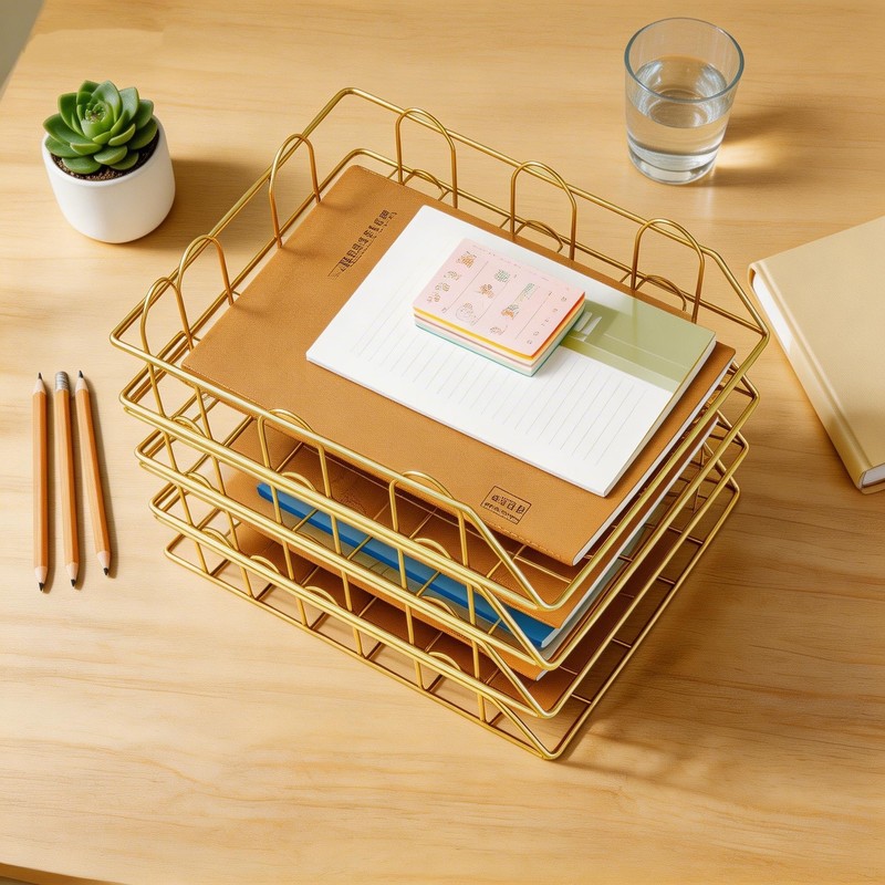 JIARI 4 Pack Desk Organizer Stackable Letter Tray Paper Organizer,