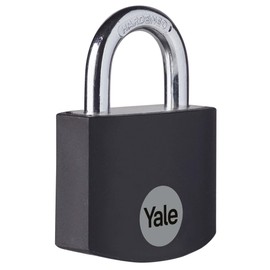 Yale - YE3B/25/112/1/BK Standard Security 25mm Aluminium Padlock - Black - Open Steel Shackle - 3 Keys