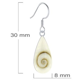 PLANETYS - 925 Sterling Silver Earrings Water Drop Eye of Saint Lucie - Santa Lucia - Oeil de Sainte Lucie - Shiva Eye, Sterling Silver, Eye of Santa Lucia