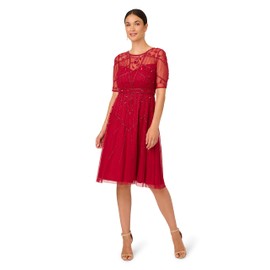 Adrianna Papell Women's Beaded Midi Dress, Cranberry