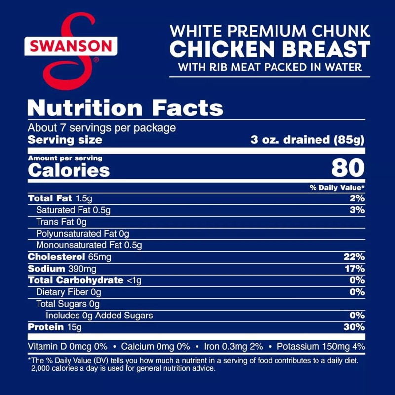 Swanson White Premium Chunk Canned Chicken Breast in Water, Fully