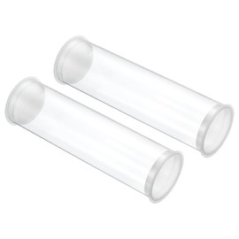 PATIKIL 5.9"L x 1.7"Dia Clear Storage Tubes, 2Pcs PC Plastic Transparent Hollow Round Rigid Tube with Cap for Beads Bath Salt Container Wedding Party Favors