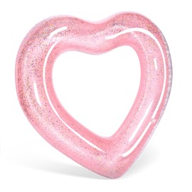 Oziral #120 Float, Adult Heart, Large Float, Fashionable, Cute, Transparent, Glitter, Unisex, Pool, Beach Bathing, Water Play, Summer Vacation, Travel, Camping, Outdoors, Cherry Blossom Pink