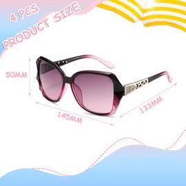 Oycjinxuan 4 Pcs Sunglasses Womens, UV400 Protection Womens Sunglasses with UV Protection Classic Sparkling Large Frame Fashion Retro Sun Glasses for Shopping Travelling Party