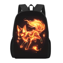 SARA NELL Fox Kids Backpack Fire Fox Backpack for Boys Girls, Elementary Middle High College School Students Travel Laptop Backpack, 17 Inch, Cute Animal Orange Black