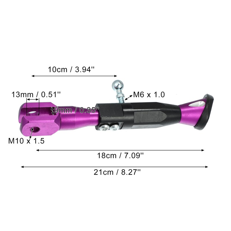 Motoforti Universal Adjustable Motorcycle Kickstand Side Support Stand Purple