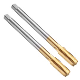 sourcing map 2pcs Straight Flute Thread Tap, M12 x 1.75 130mm Extra Long Metric Titanium Coated Screw Threading Tapping Tool Thread Milling Machine Taps, High-Speed Steel 6542 (HSS 6542)