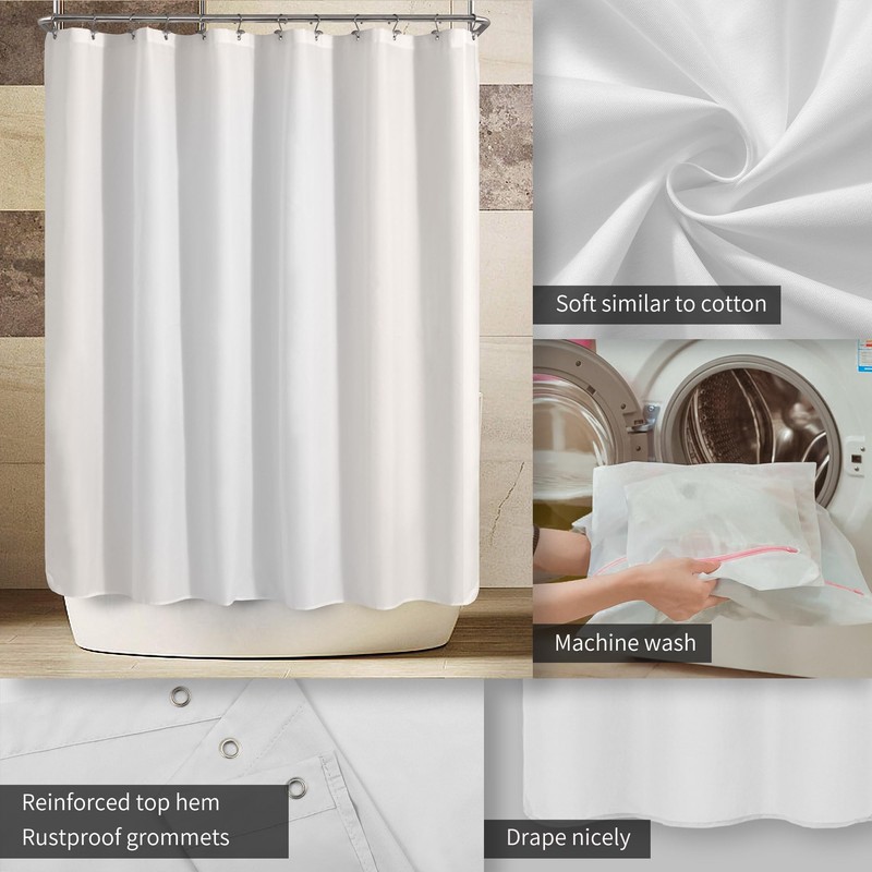 ALYVIA SPRING Extra Wide Fabric Shower Curtain Liner Waterproof -