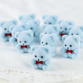 Factory Direct Craft Package of 24 Sitting Flocked Blue Miniature Teddy Bears - Tiny Bear Shaped Figurines (Size: 1 inch)