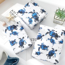 JarThenaAMCS 6 Sheet Sea Turtle Wrapping Paper -Not Roll- Ocean Animal Gift Wrap Paper Folded Flat Craft Paper for Summer Holiday Wedding Birthday, 27.6 x 39.4 Inch
