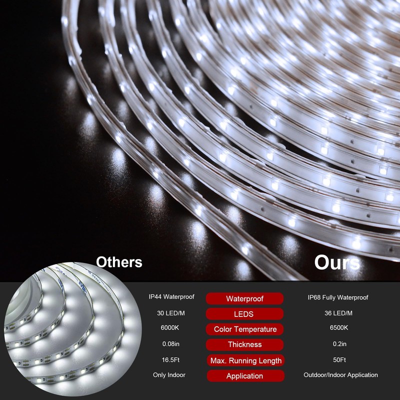 50Ft Solar LED Strip Lights Outdoor, 540 LED Long Strip