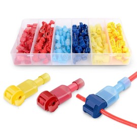 Premium T Tap Wire Terminals Kit, 120Pcs 6 Types Self-Stripping Wire Connectors with Nylon Insulation (Red 40Pcs, Blue 40Pcs, Yellow 40Pcs, Male Quick Disconnect)
