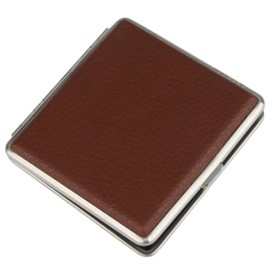Creative Leather Case Retro Metal Box Vintage Case for Ideal present Desktop (Brown, One size)