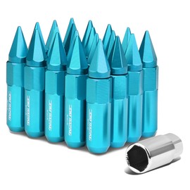 Auto Dynasty M12 x 1.5 Open/Closed End Design 20-Piece Aluminum Alloy Wheel Lug Nuts +1 X Deep Drive Extension (Light Blue)