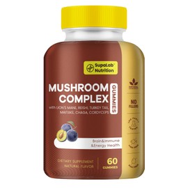 MEGNETA Premium Mushroom Gummies | 300MG Lion's Mane, Cordyceps, Reishi, Turkey Tail, Maitake & Chaga | Focus, Cognitive & Immune |Grape Flavor