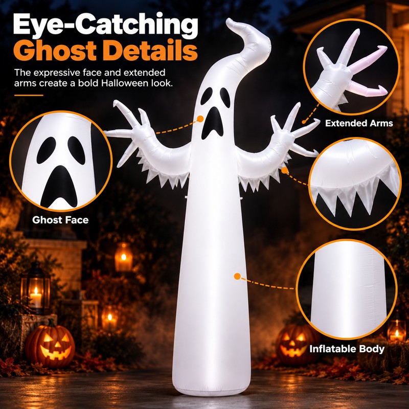 Inflatable Halloween Ghost for Yard & Garden – Large Standing