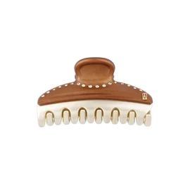 Alexandre de Paris ICCM-15571-03 Alexandre de Paris Barrette, Pink VENDOME - MEDIUM - 1 LIGNE DE STRASS (Color: X4 - PAIL BRUN/OR)