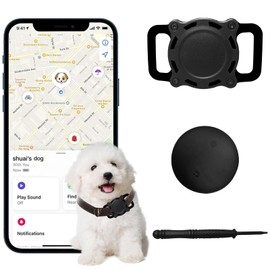 Pet Tracker for Dog, Dog Location Tracker with Holder, Item Finder MFi Certified, No Monthly Fee, Bluetooth & Waterproof, iOS Only Work with Find My Not GPS Tracker (Black)