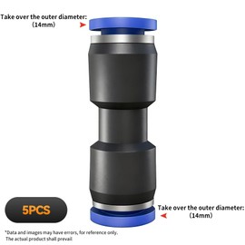 NANLACH Push to Connect Fitting, 14mm Tube OD Pneumatic Quick Adapter Tubing Air Hose Line Pipe Fitting For 9/16" Tube OD(Pack of 5)