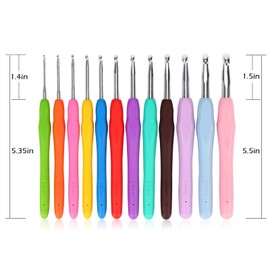 Eotvkof Ergonomic Crochet Hooks Sets Soft Grip for Arthritic Hands, Crochet Hooks Kits for Beginners Adults with Case(2-8mm)