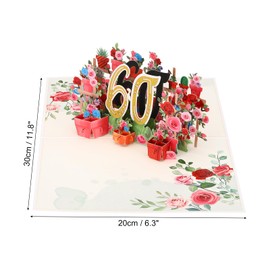 PATIKIL 60th Anniversary Cards, 60th Birthday Cards, Wedding Anniversary Flower Greeting Cards, Pop-Up Birthday Cards 3D with Envelope for Wife, Girlfriend, Couples