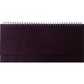 Zettler - Table Landscape Calendar Balacron 2025 Red, 29.7 x 10.5 cm, Office Calendar with 112 Pages, Monthly Overview, Note Section, Moon Phases, Year Overview, Ring Binding and International