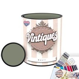 Vintiques Chalk & Mineral Paint plus color card, Matte Finish- Easy Application for DIY Projects - Furniture, Wood, Metal, Home Decor and More, Basil, 32oz