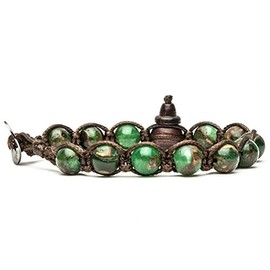 Tamashii BHS900-237 Green Mosaic Quartz Bracelet Taglia unica Cotton Quartz, Cotton, Quartz