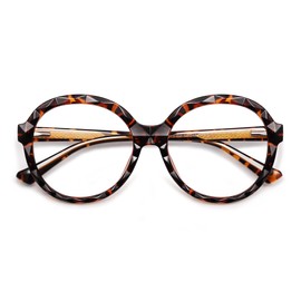 AMOMOMA Stylish Oversized Round Reading Glasses for Women,Blue Light Blocking Computer Readers reading glasses men AM6184 Tortoise 1.50