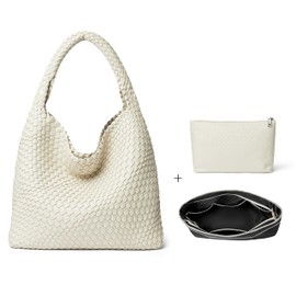 DAILANDO Fashion Woven Tote Bag For Women Lightweight Stylish Shoulder Purse (Version 2-White)