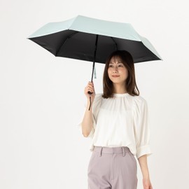 LIEBEN-0241 Folding Parasol Cool Plus Thermal Shielding Auto Open and Close Umbrella, Solid Color, Women's, 19.7 inches (50 cm) x 6 Ribs, 100% Light Shielding and 100% UV Protection 100% Fabric, blue