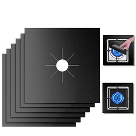 10 Pack Stove Burner Covers Double Thickness Reusable Non-Stick Heat-Resistant Gas Range Protectors for Kitchen and Easy to Clean（Black）FLSEPAMB