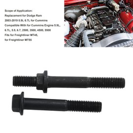 Exhaust Manifold Bolts,12PCS, Tube Bolts Studs Set Replacement Studed Flange 12PCS for Ram 20032019 Cummins 5.9L 6.7L