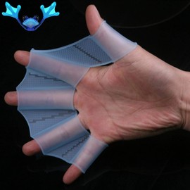 Alvinlite Swimming Gloves with Swimming Skin, Finger Fins, Swimming Training, Surfing, Diving, Water Exercises (Large)