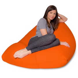 Big Squishy Bean Bag Chair - Soft, Stretchy, Squishy Comfort with Removable Washable Cover, Micro-Bead Filling, Portable & Lightweight - Perfect for Gaming & TV - Twist - Orange