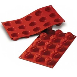 Silikomart Professional Silicone Bakeware Rose 0.78 Oz, 1.73" Dia x 1.06" High 15 Cavities