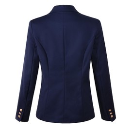 VIEMA MODA Womens Double Breasted Military Style Blazer Ladies Coat Jacket, Navy, 8