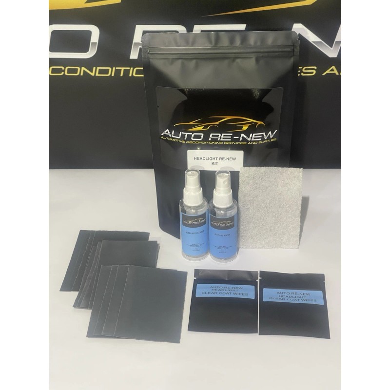 Auto Re-New Headlight Restoration Kit. NO TOOLS REQUIRED. Quick and