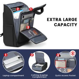 GOTECH Rolling Backpack, Waterproof Backpack with Wheels for Business Commuter, Carry on Backpack with Laptop Compartment, Fit 15.6/18 Inch Laptop, Wheeled Backpack for Adults (Black)