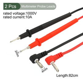 YOKIVE 2 Pcs Test Leads, Multimeter Probe Cable with Banana Plug | Testing Electronic Component, Great for Electronic Work (Red, Black, 1000V, 10A, 82Cm)